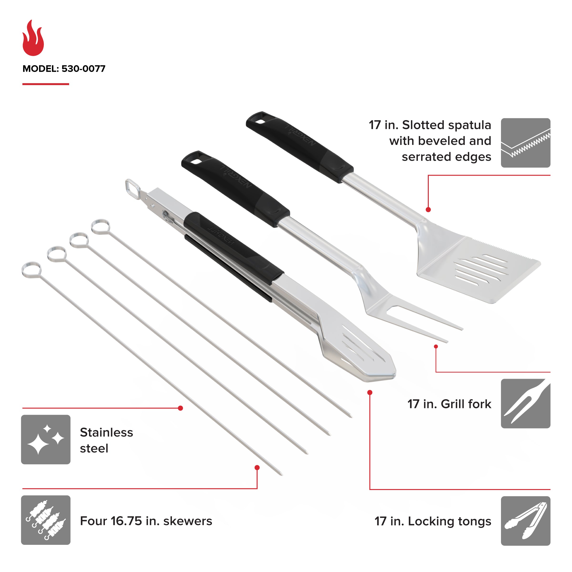 7 PC Grill Stainless Steel Tool Set | Nexgrill