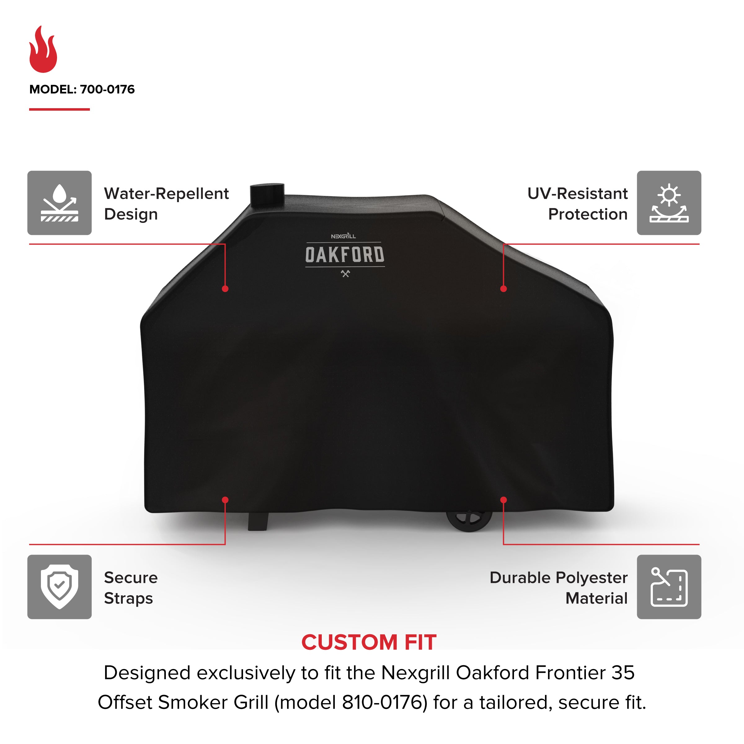 Oakford Charcoal Grill with Offset Smoker Cover | Nexgrill
