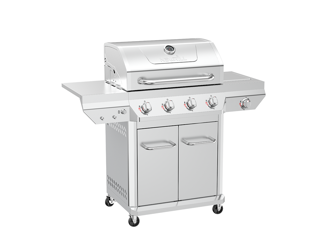 4-Burner Stainless Steel Gas Grill with Side Burner | Nexgrill