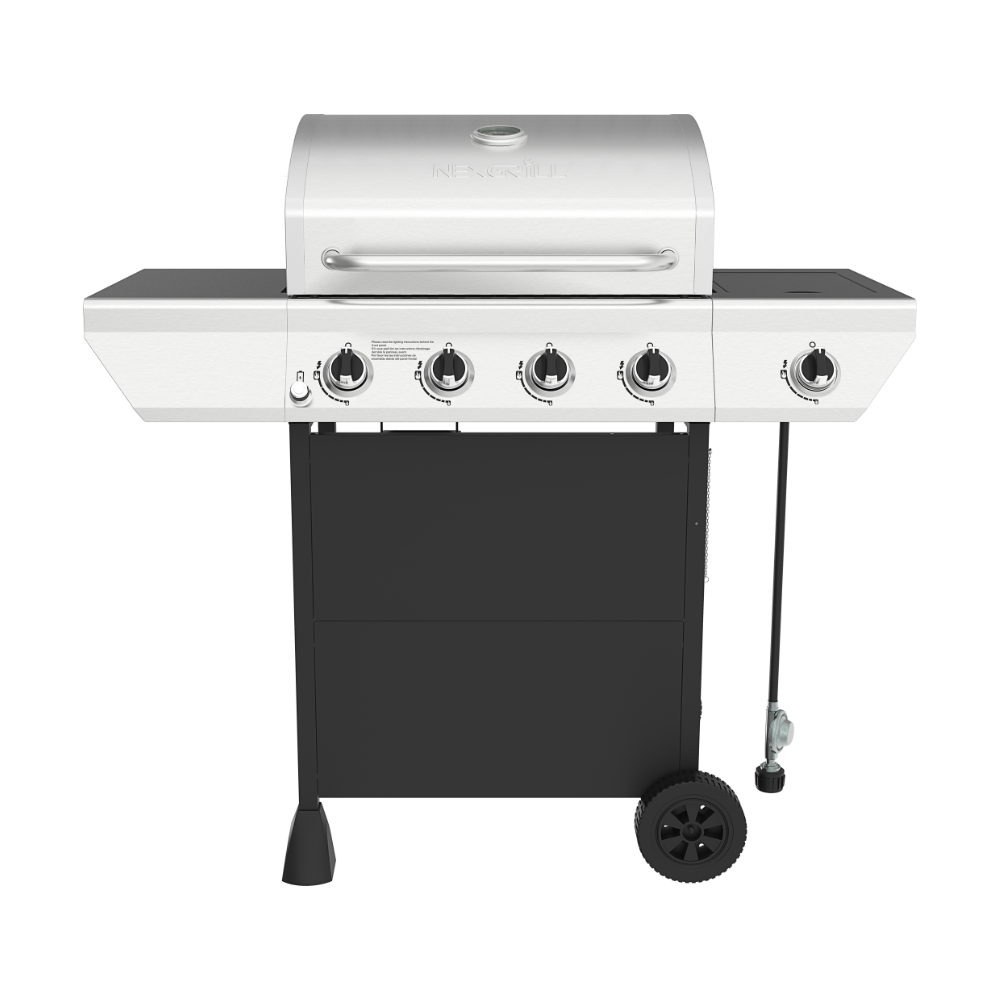 4-Burner Gas Grill in Stainless Steel with Side Burner
