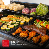 Gourmet Pro 4-Burner Gas Grill with Side Burner in Black with Cover