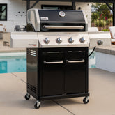 Gourmet Pro 4-Burner Gas Grill with Side Burner in Black with Cover