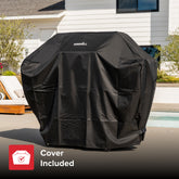 Gourmet Pro 4-Burner Gas Grill with Side Burner in Black with Cover