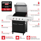 Gourmet Pro 4-Burner Gas Grill with Side Burner in Black with Cover