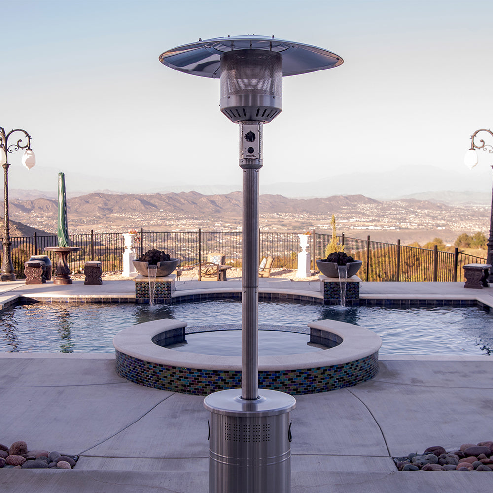hanover mini umbrella tabletop patio heater stainless steel Sundara 92" H Stainless Steel Patio Heater