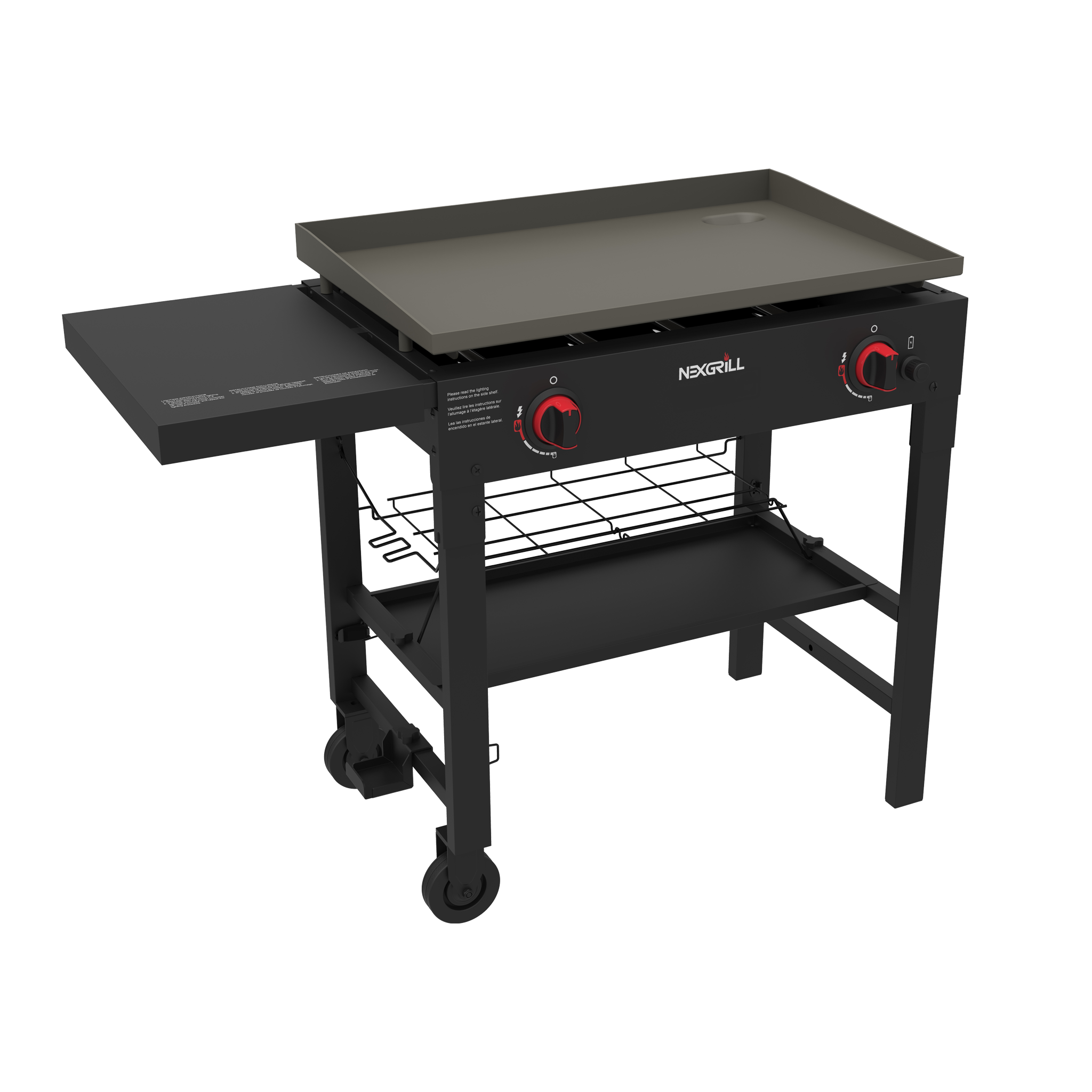 MFSTUDIO Flat-Top Grill, 2-Burner 20,000 BTU Outdoor Propane Griddle Grill  with Cast Iron Griddles Plate, Stainless Steel Cooking Rack and Lid, Black