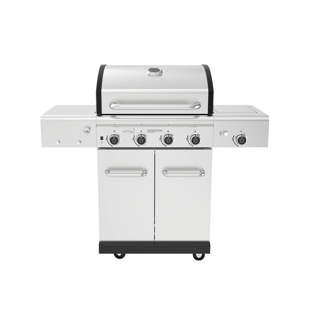 Nexgrill 4-Burner Propane Gas Grill in Black with Side Burner and Stainless  Steel Main Lid