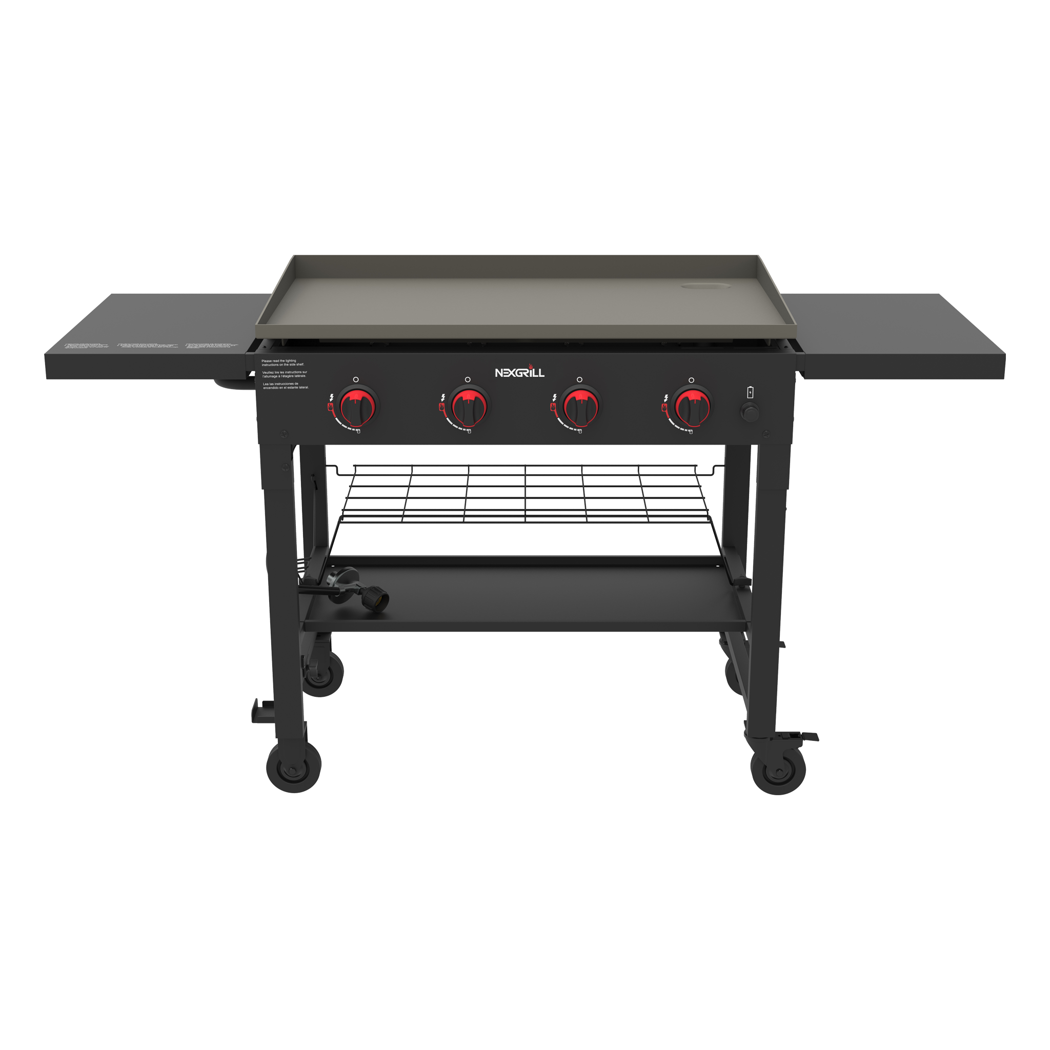 Propane Gas Grill Flat Top Griddle Grill W/ 4 Burners and Grill