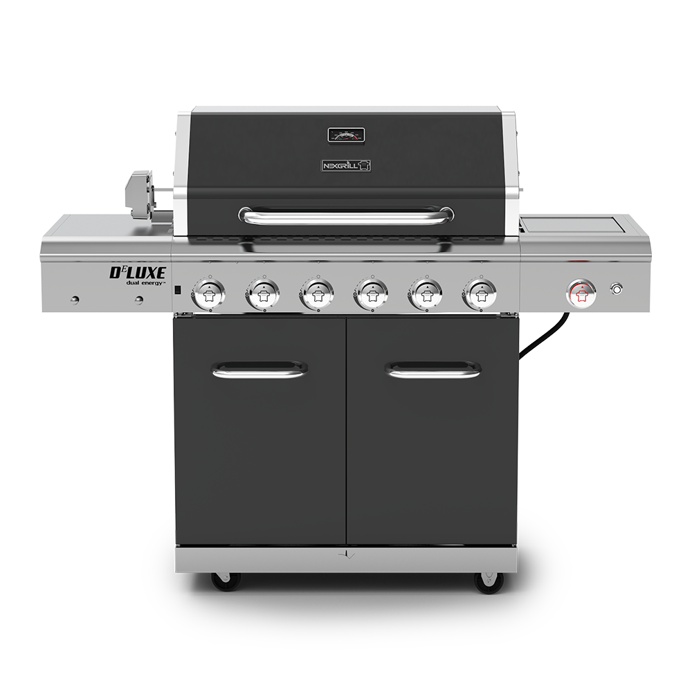 Deluxe 6-Burner Propane Gas Grill with Ceramic Searing Side Burner & Rotisserie Kit