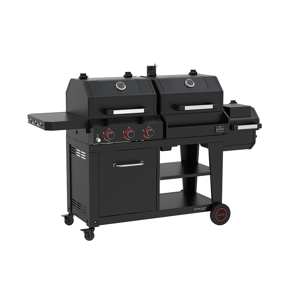 Oakford 1150 Pro Offset Smoker and 3-Burner Propane Gas Grill