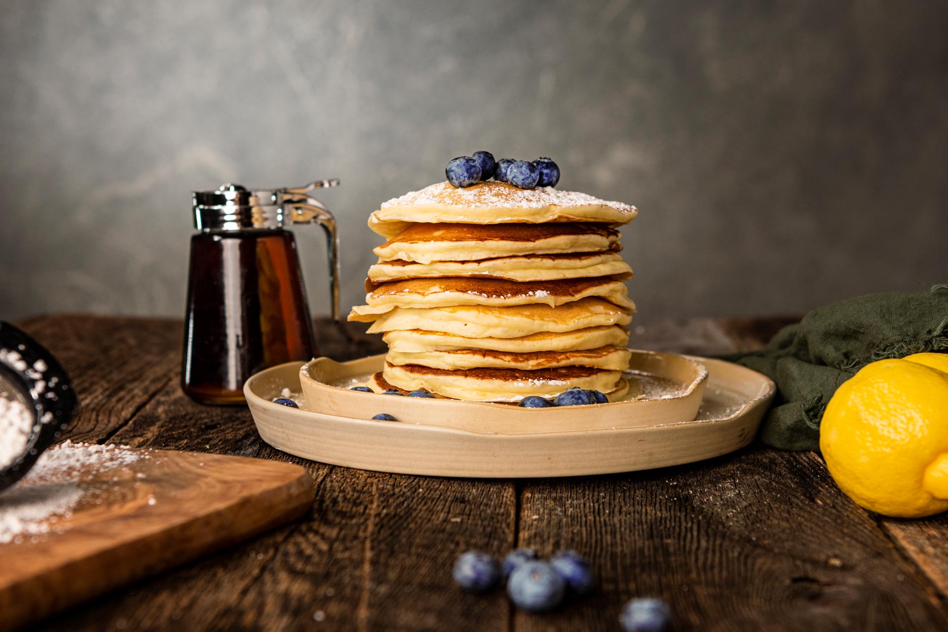 Lemon Ricotta Pancakes with Blueberries