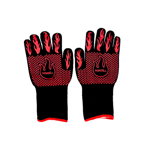 Black and Red Heat Resistant Grilling Gloves