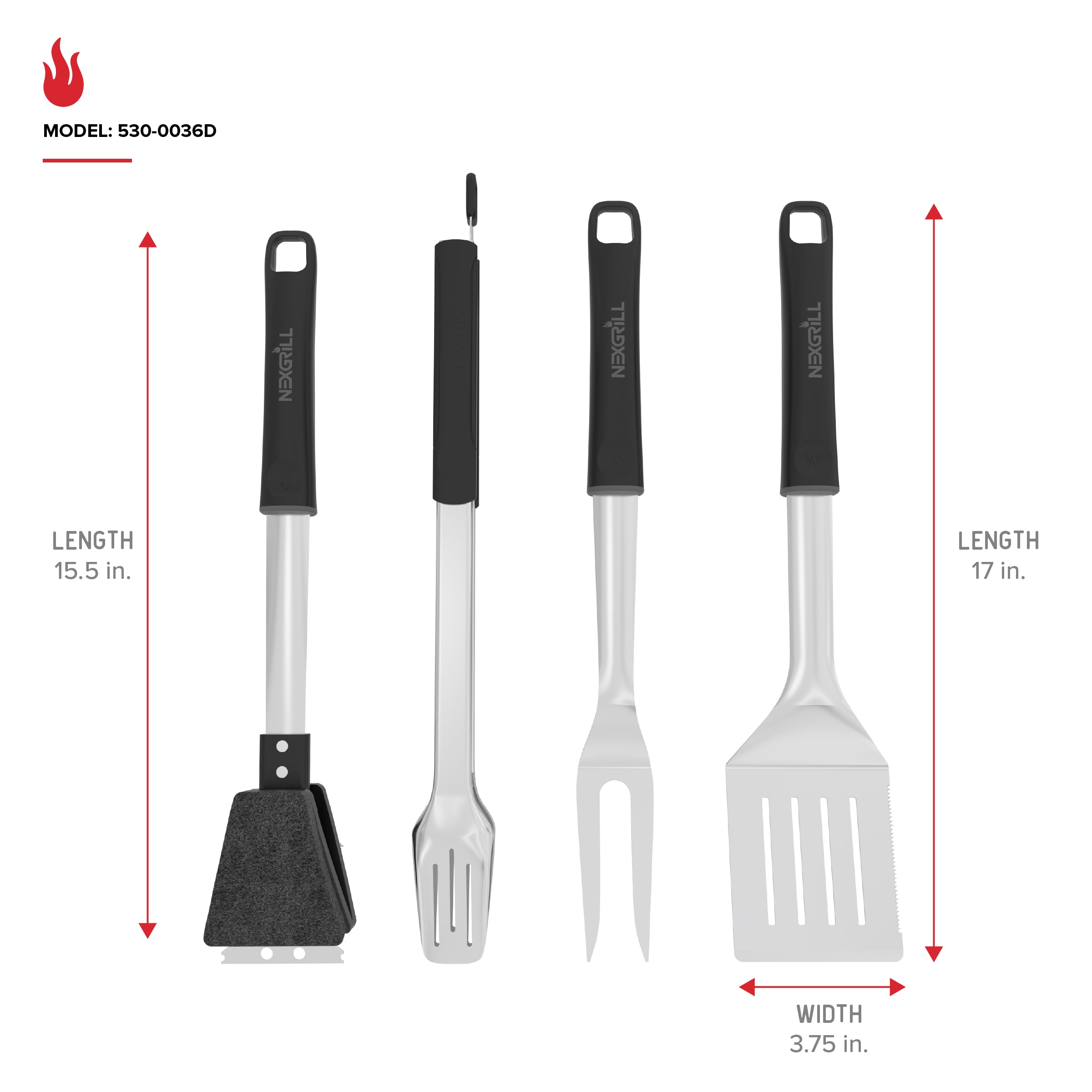 4 PC Grill Stainless Steel Tool Set | Nexgrill