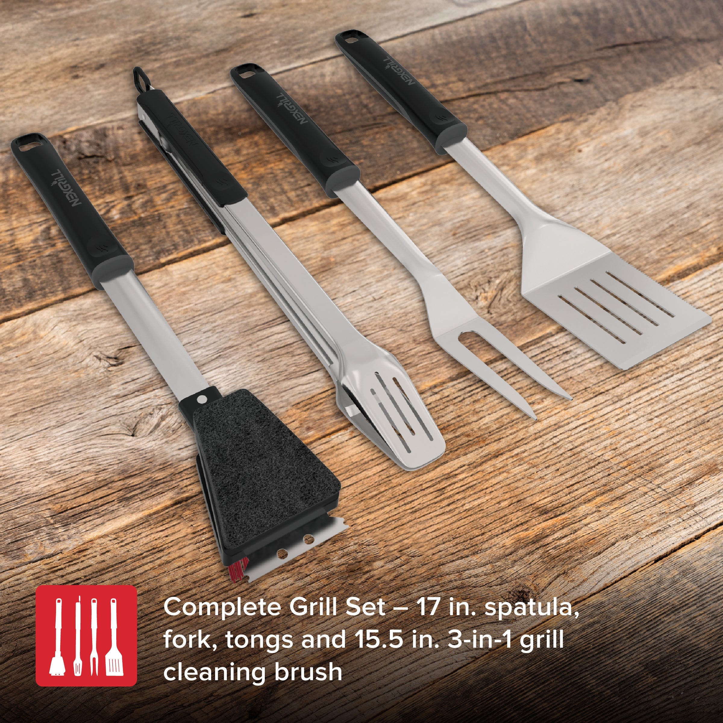 4 PC Grill Stainless Steel Tool Set | Nexgrill