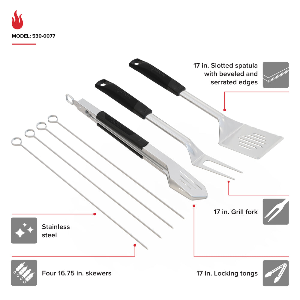 7 PC Grill Stainless Steel Tool Set