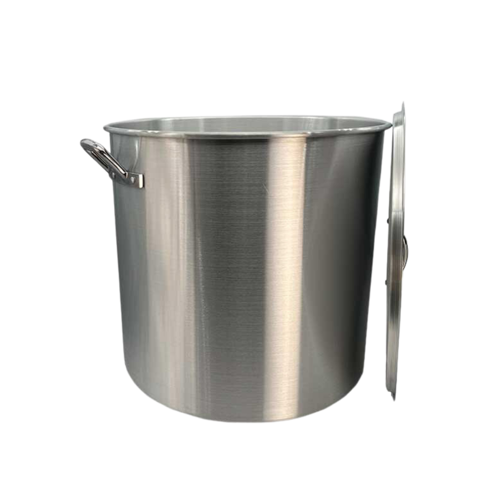 120 Qt. Aluminum Stockpot with Strainer Basket and Lid