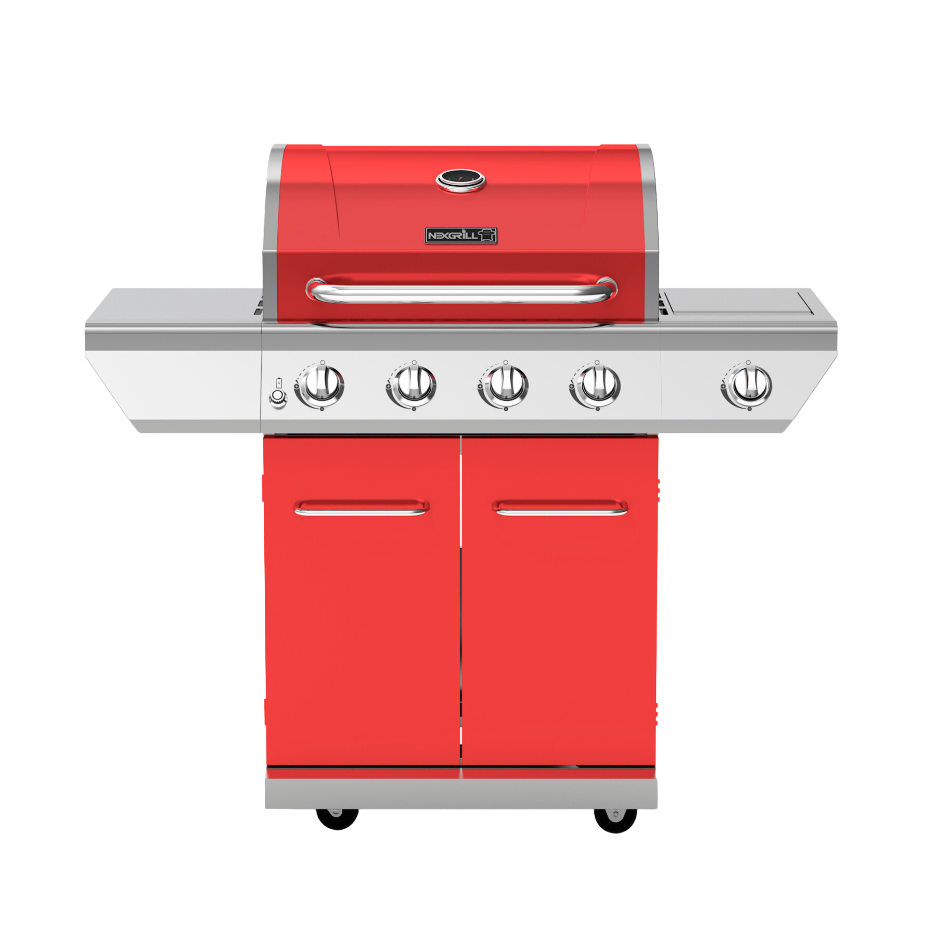 4-Burner Gas Grill with Side Burner in Red