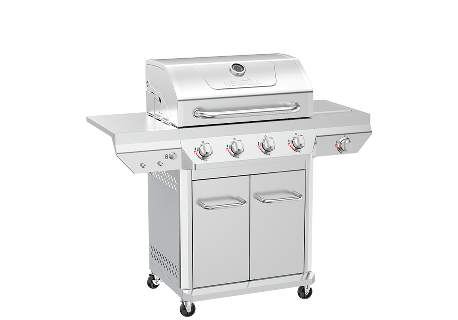 4-Burner Stainless Steel Gas Grill with Side Burner