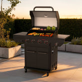 4-Burner Dual Fuel Gas Grill in Black with Side and PowerMax™ Burners