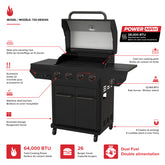 4-Burner Dual Fuel Gas Grill in Black with Side and PowerMax™ Burners