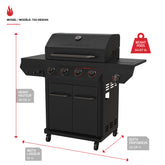 4-Burner Dual Fuel Gas Grill in Black with Side and PowerMax™ Burners