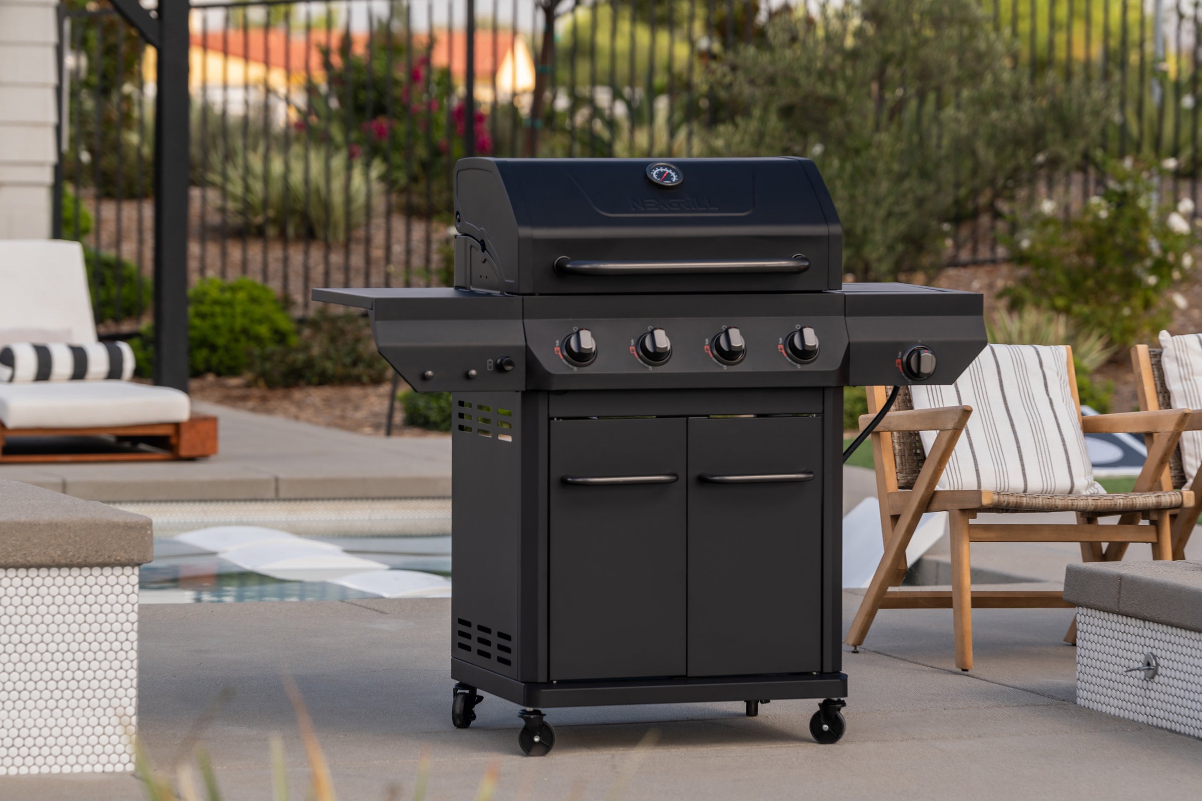 4-Burner Gas Grill with Side Burner in Black | Nexgrill