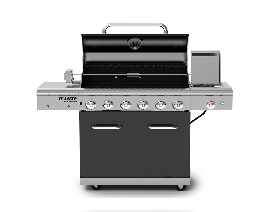 Deluxe 6-Burner Propane Gas Grill with Ceramic Searing Side Burner & Rotisserie Kit