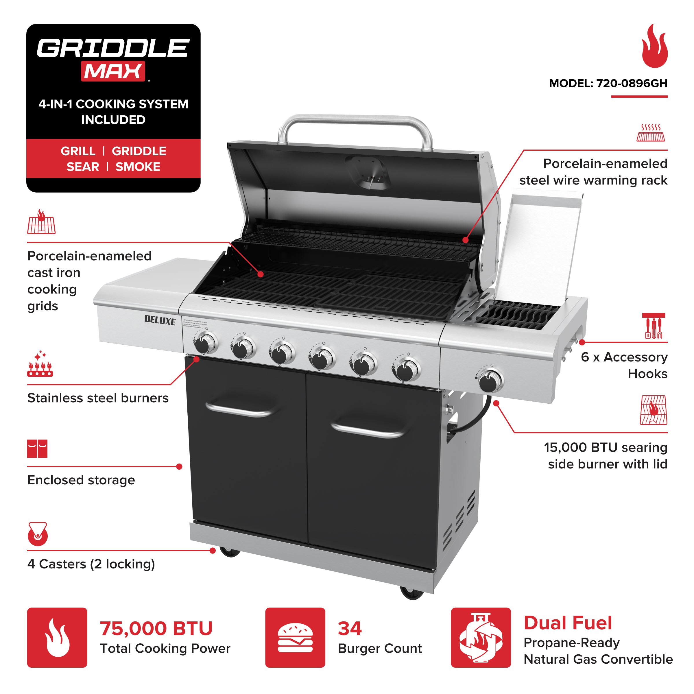 maron タマリス BA6 ×4 エヌドット BAs6 ×4 単品 Ceramic Searing Side Burner Deluxe Burner Nexgrill Deluxe 6-Burner