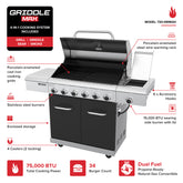 Deluxe 6 Burner Dual Fuel Gas Grill with Searing Side Burner