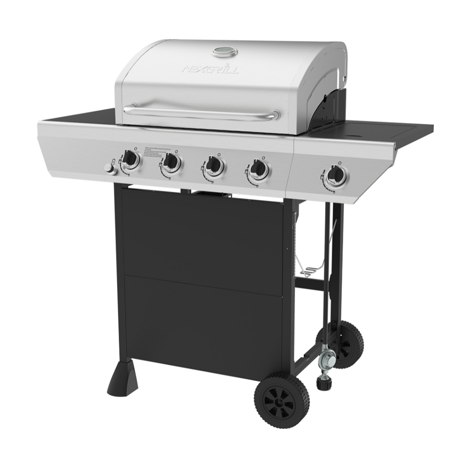 4-Burner Gas Grill in Stainless Steel with Side Burner
