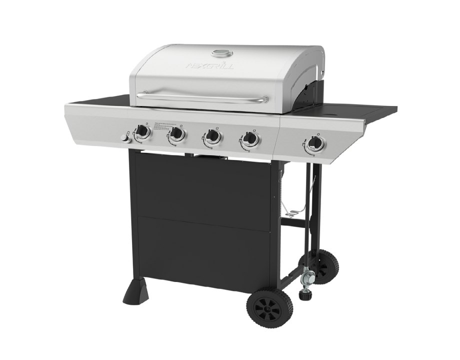 4-Burner Gas Grill in Stainless Steel with Side Burner