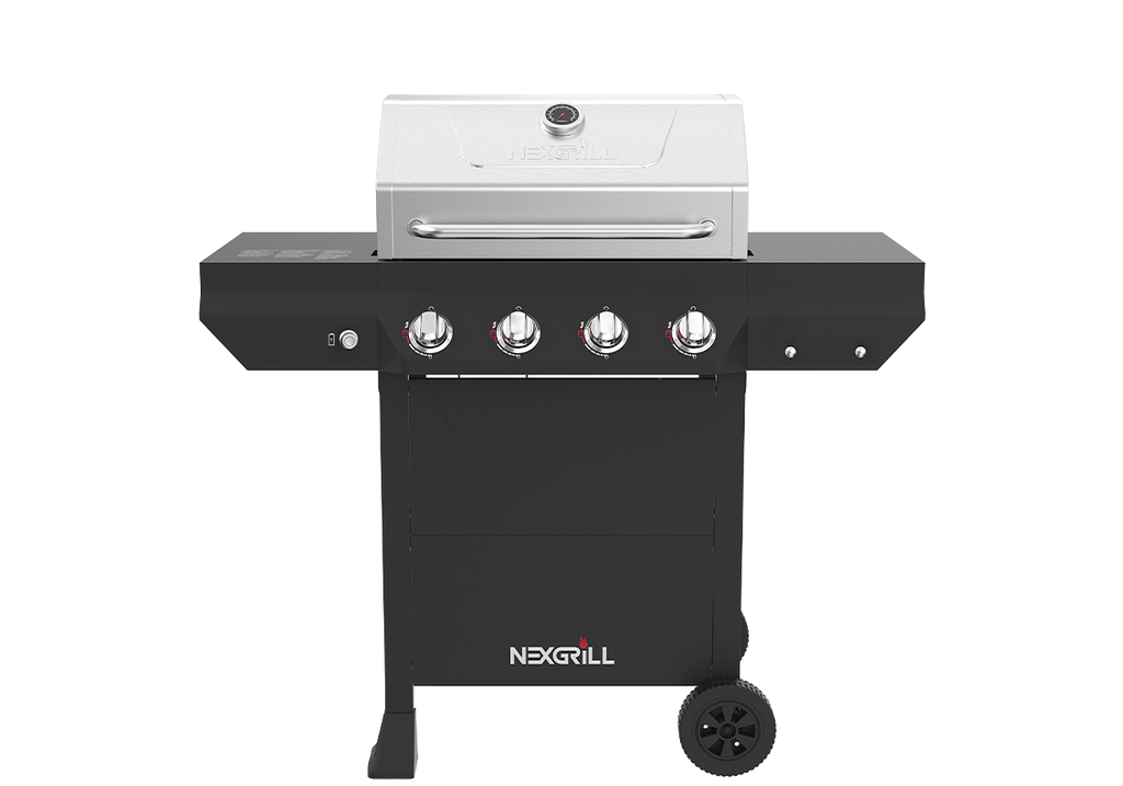 NEC - グルメ&#39;s shop Black 4-Burner Propane Gas Grill with Stainless Steel Main Lid