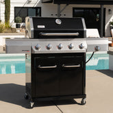 Gourmet Pro 5-Burner Gas Grill with Side Burner in Black