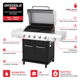 Gourmet Pro 5-Burner Gas Grill with Side Burner in Black