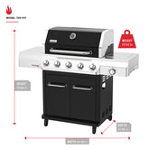 Gourmet Pro 5-Burner Gas Grill with Side Burner in Black