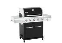 Gourmet Pro 5-Burner Gas Grill with Side Burner in Black