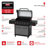 Gourmet Pro 6-Burner Graphite Dual Fuel Gas Grill with Searing Side Burner
