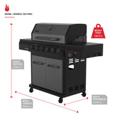 Gourmet Pro 6-Burner Graphite Dual Fuel Gas Grill with Searing Side Burner