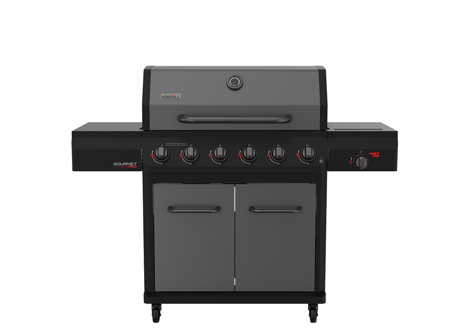 Gourmet Pro 6-Burner Graphite Dual Fuel Gas Grill with Searing Side Burner