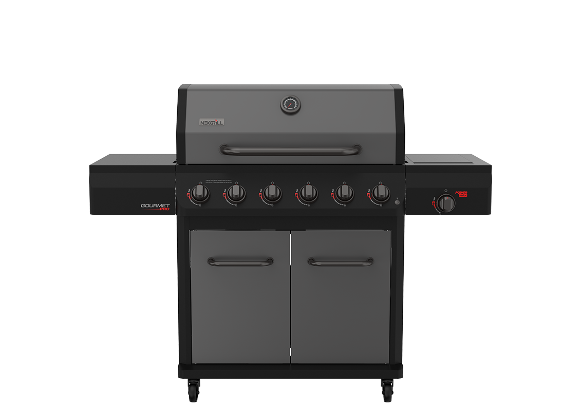 Gourmet Pro 6-Burner Graphite Dual Fuel Gas Grill with Searing Side Bu