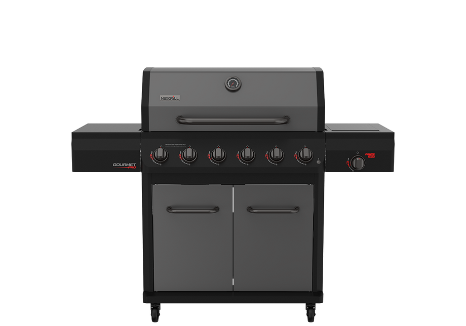 Gourmet Pro 6-Burner Graphite Dual Fuel Gas Grill with Searing Side Burner