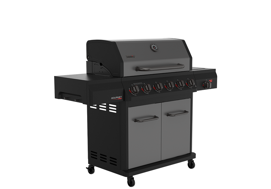 Gourmet Pro 6-Burner Graphite Dual Fuel Gas Grill with Searing Side Burner