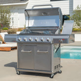 Gourmet Pro 6-Burner Stainless Steel Gas Grill with Searing Side Burner