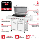 Gourmet Pro 6-Burner Stainless Steel Gas Grill with Searing Side Burner