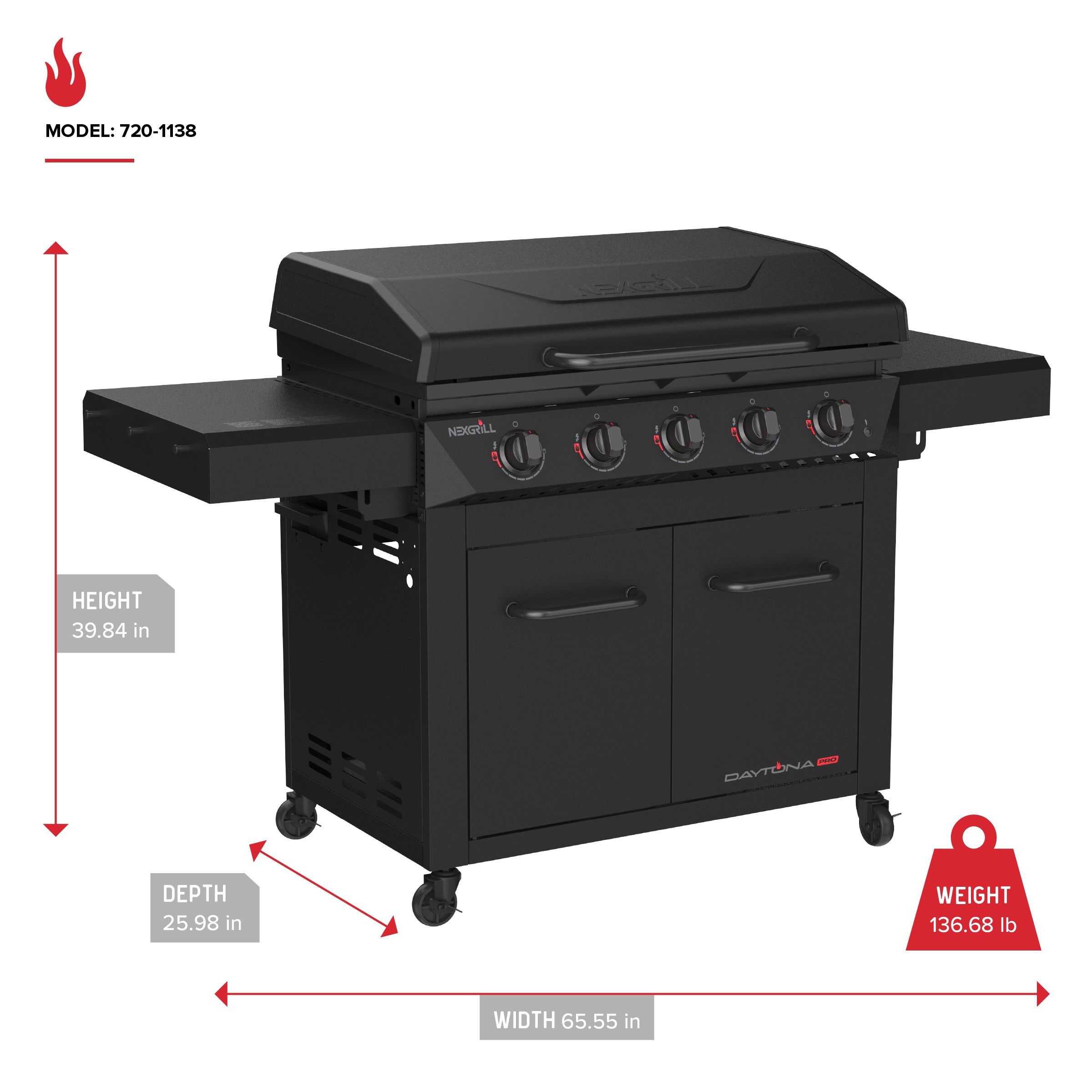 maron タマリス BA6 ×4 エヌドット BAs6 ×4 単品 Daytona™ Pro 5-Burner NitroGuard™ Propane Gas Griddle | Nexgrill