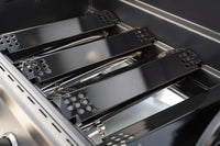 4 Burner Liquid Propane Gas Grill with Side Burner and Charcoal Tray in Black