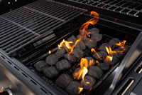 4 Burner Liquid Propane Gas Grill with Side Burner and Charcoal Tray in Black