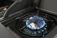 4 Burner Liquid Propane Gas Grill with Side Burner and Charcoal Tray in Black