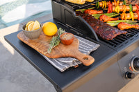 4 Burner Liquid Propane Gas Grill with Side Burner and Charcoal Tray in Black