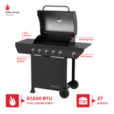 5 Burner Propane Gas Grill with Side Burner in Black